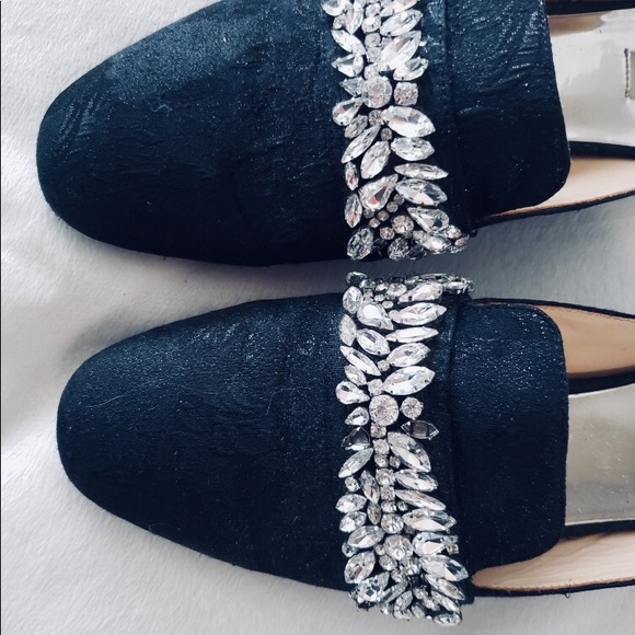 BADGLEY MICSHKA Black Flat loafers cloth w/ bling - Picture 2 of 8
